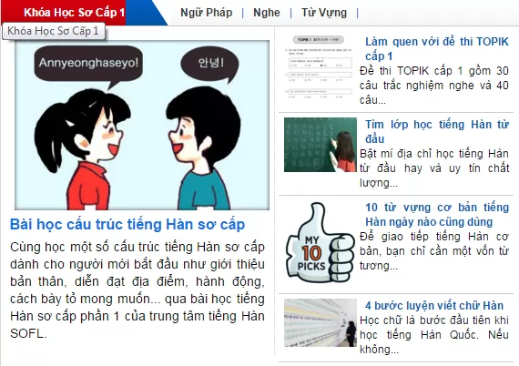 Giới thiệu trang web học tiếng Hàn Quốc