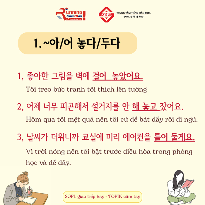 Ngữ pháp tiếng Hàn diễn tả trang thái hành động